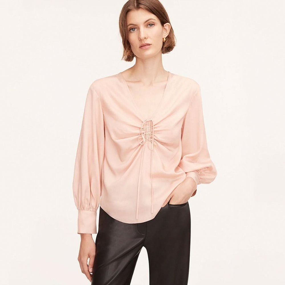 REBECCA TAYLOR Drawstring Blouse‎ in Blush Sz 2